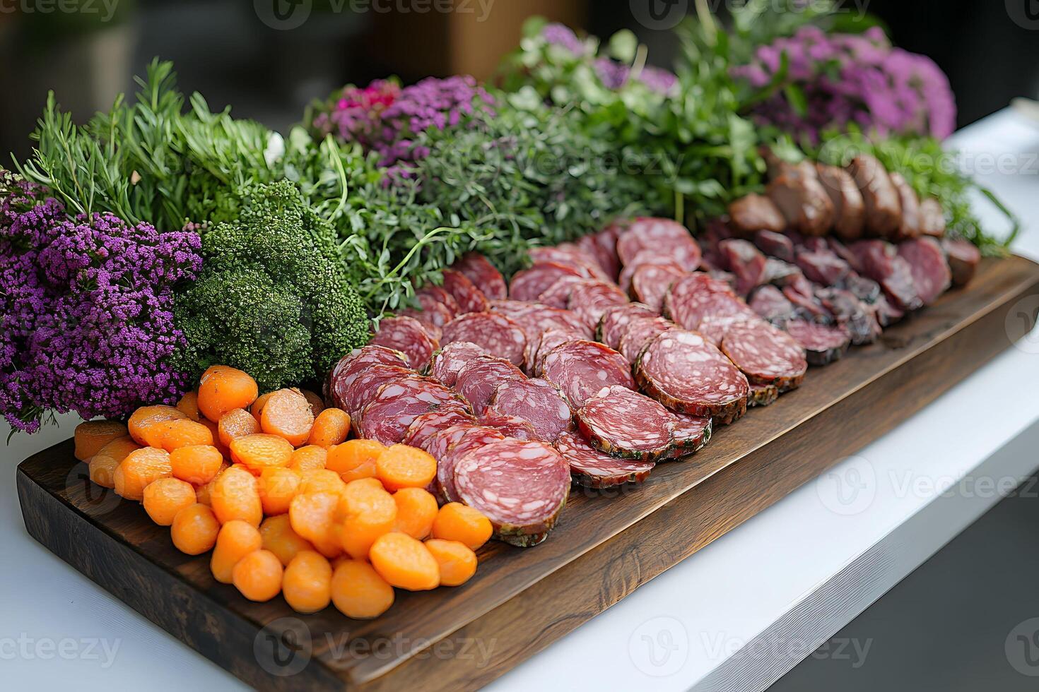 Gourmet Charcuterie Board with Cured Meats and Fresh Herbs for Elegant Entertaining photo