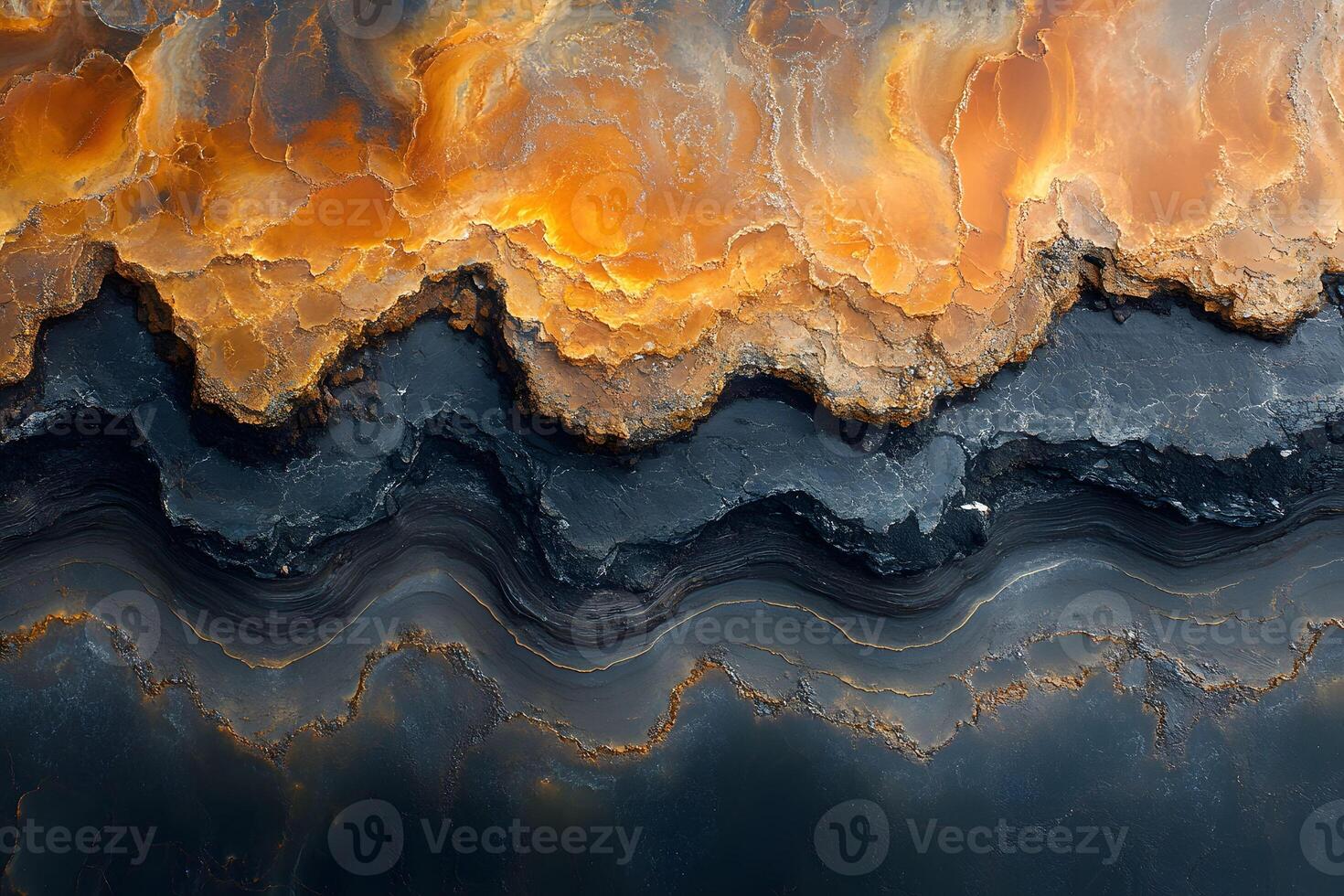 Abstract Geological Layers with Rich Orange and Blue Textures for Artistic Design photo