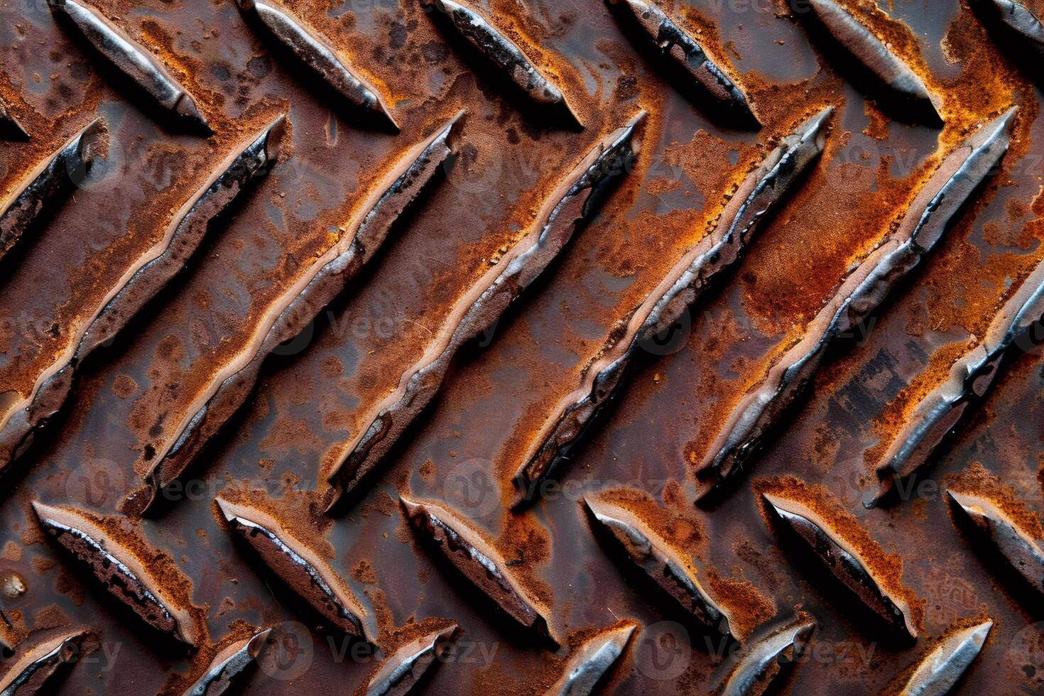 Rusty diamond plate metal showing oxidation and corrosion photo