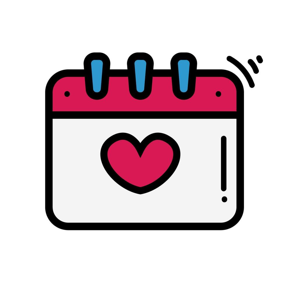 A calendar with a heart on it love vector