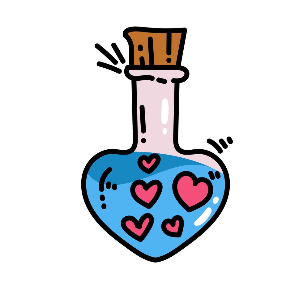 A bottle with hearts in it and a heart shape vector