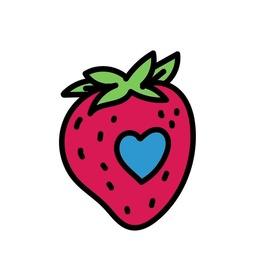 A strawberry with a blue heart on it vector
