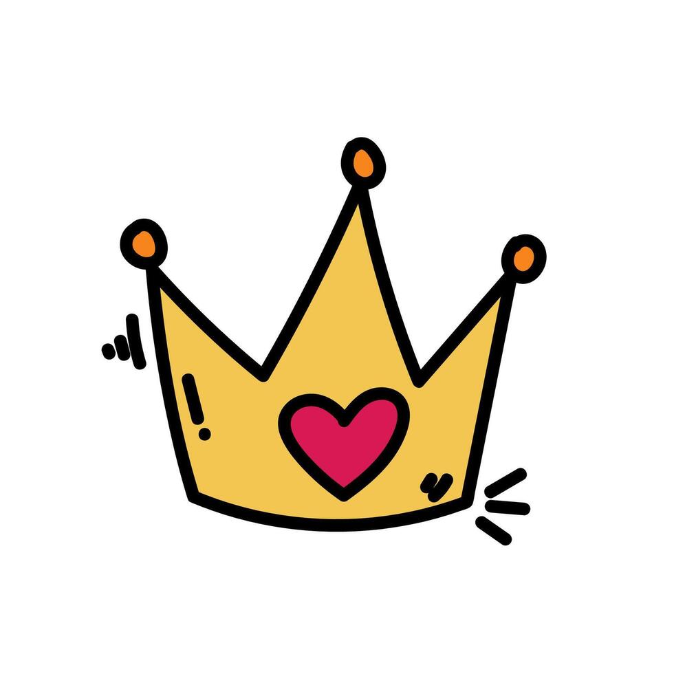 A cartoon crown with a heart on it vector
