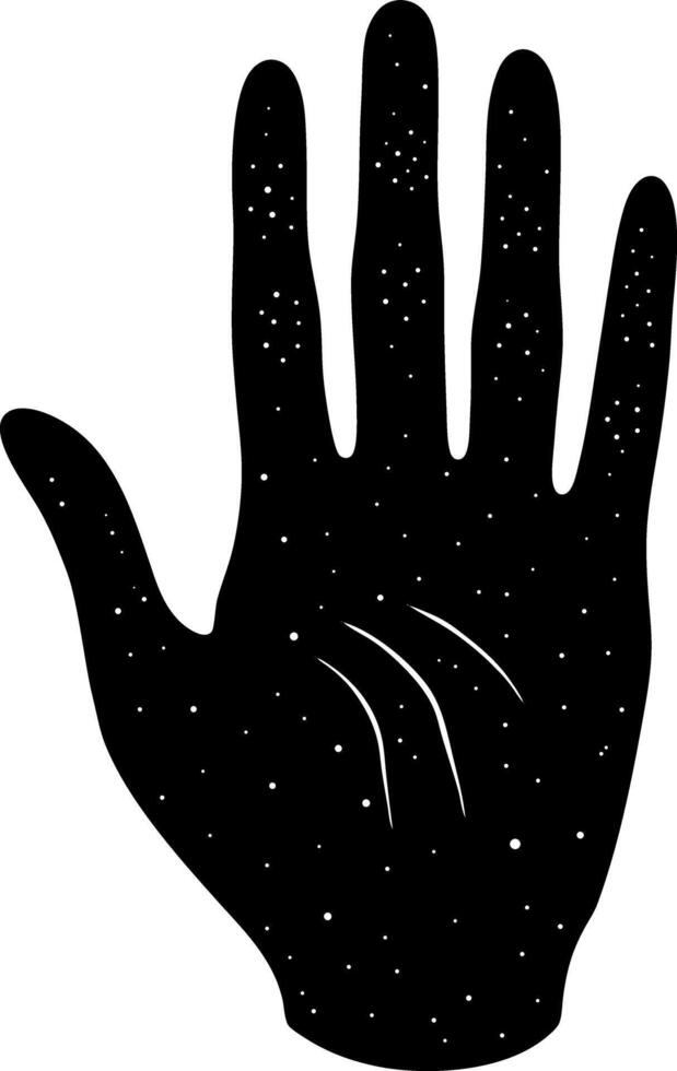 Celestial Hand Silhouette with Stars and Cosmic Energy Lines on White Background vector
