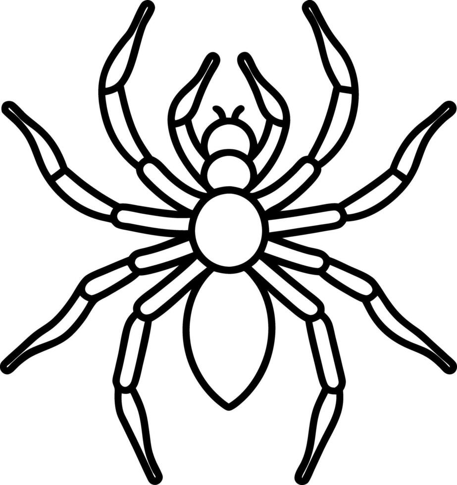 Arachnid Outline. Spider with Eight Legs and Simple Details Isolated on White Background vector