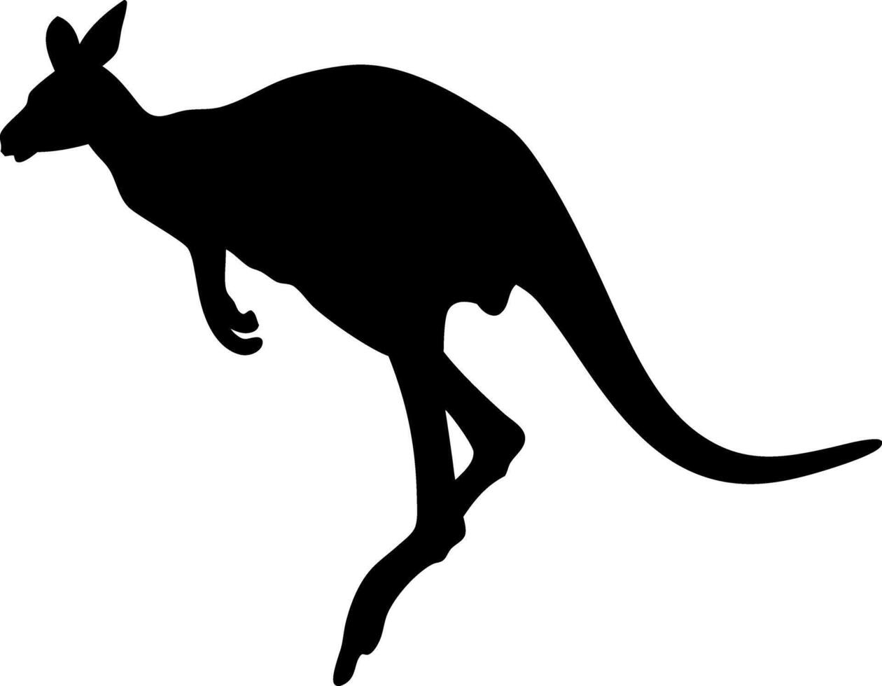 Leaping Kangaroo Silhouette, Australian Wildlife Icon, Animal Outline, Black on White vector