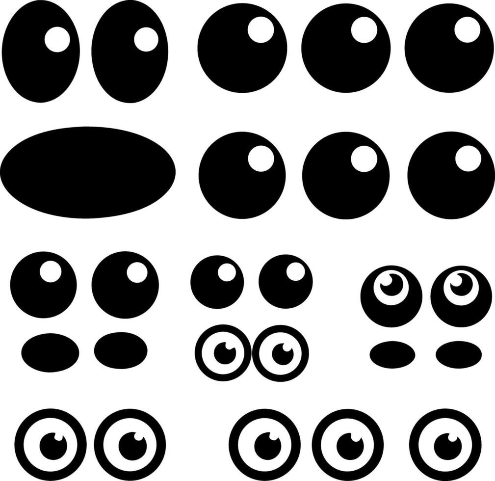 Googly Eyes Collection Diverse Set of Cartoonish Black White Eye Illustrations vector
