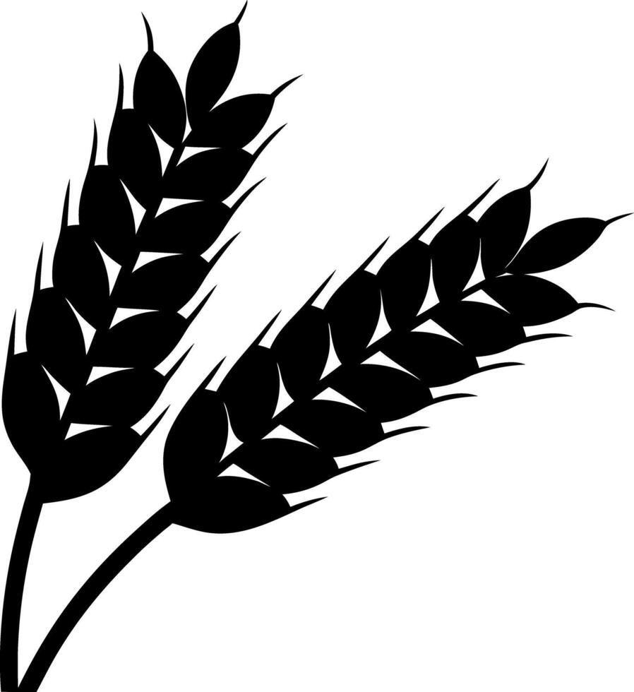 Isolated Wheat Stalks Black Silhouette Cereal Grain, Agriculture, Harvest Symbol vector