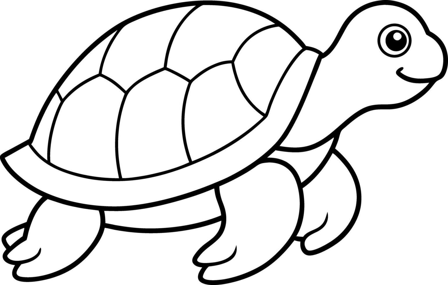 Cartoon Turtle Line Art Illustration, Reptile Outline, Animal Drawing on White vector