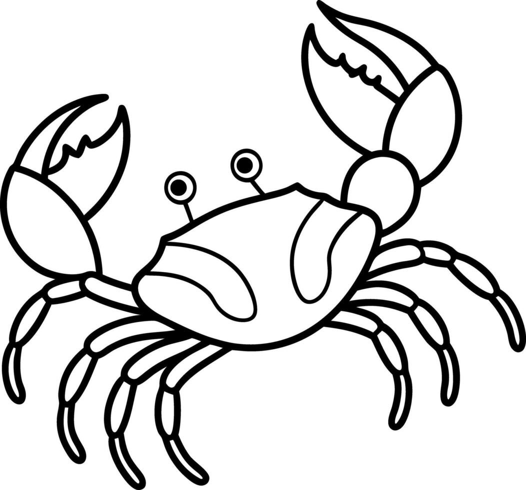 Outline Crab Creature Silhouette On White Backdrop, Sea Life Clipart, Ocean Animal vector