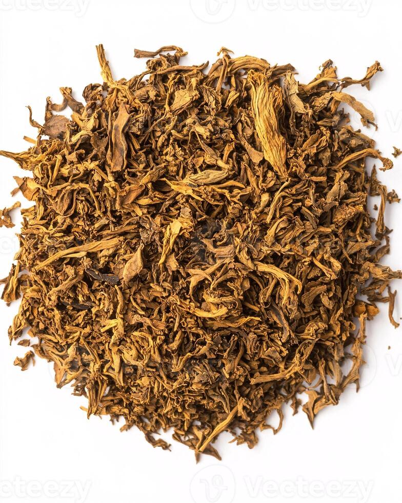 A Close-Up View of Loose Tobacco Leaves with Intricate Textures photo