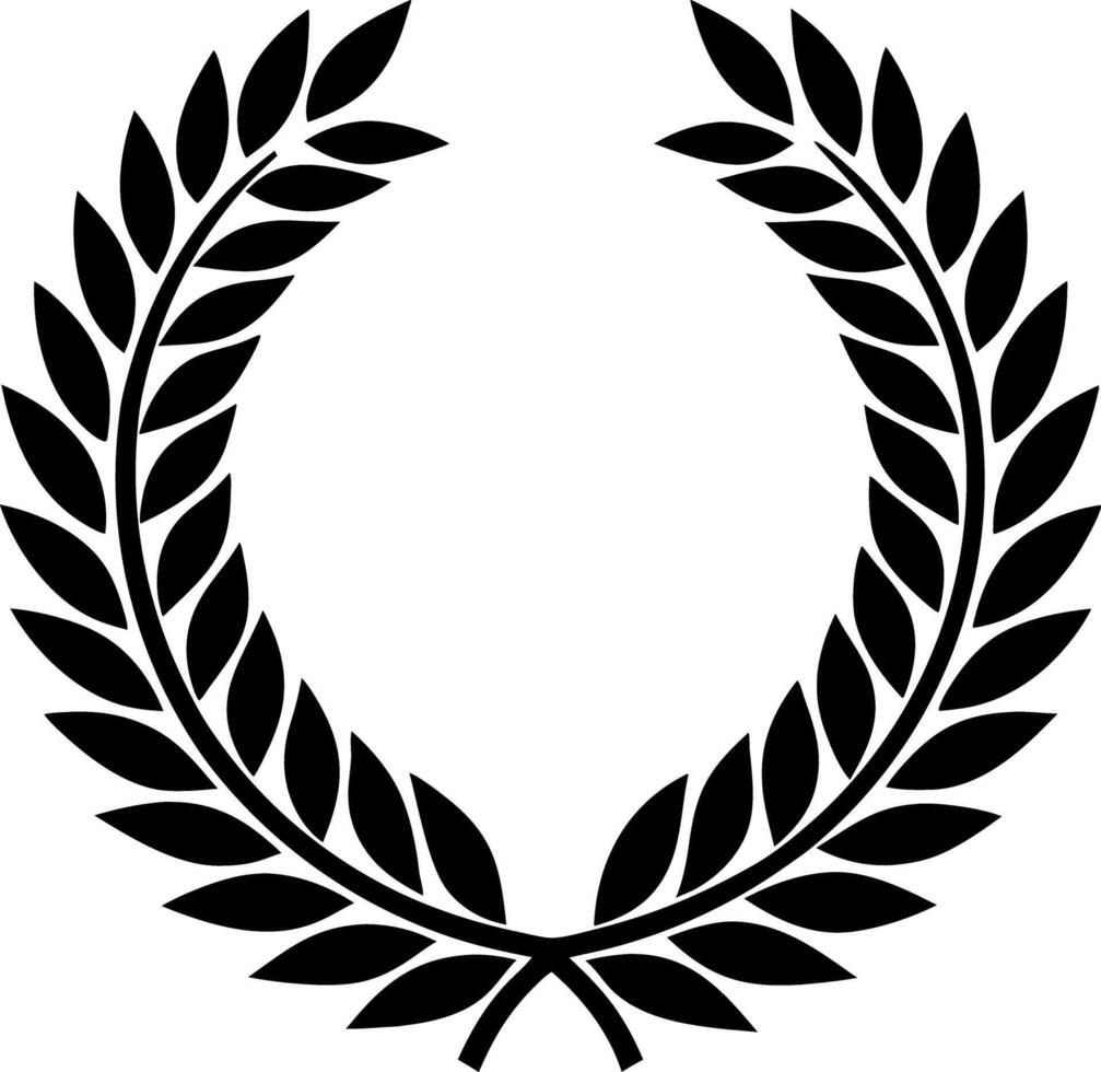 Laurel Wreath Silhouette, Round Made of Leaves, Black Branch Circle Element vector