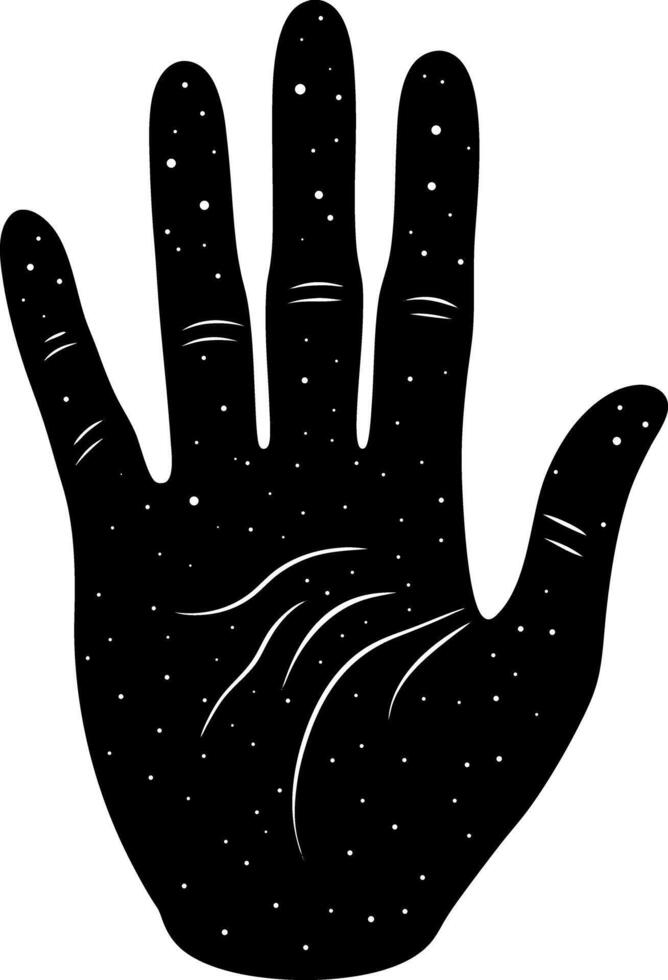 Celestial Hand Silhouette Mystical Palmistry, Cosmic Starfield, UniverseInspired Design vector