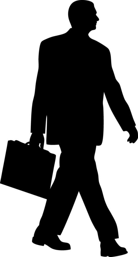Businessman Silhouette Walking with Briefcase Professional Man in Motion Graphics vector