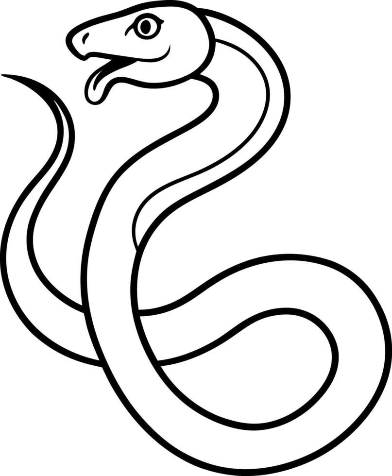 Simple Outline Snake Illustration, Coiled Serpent Figure, Black White Reptile Design vector