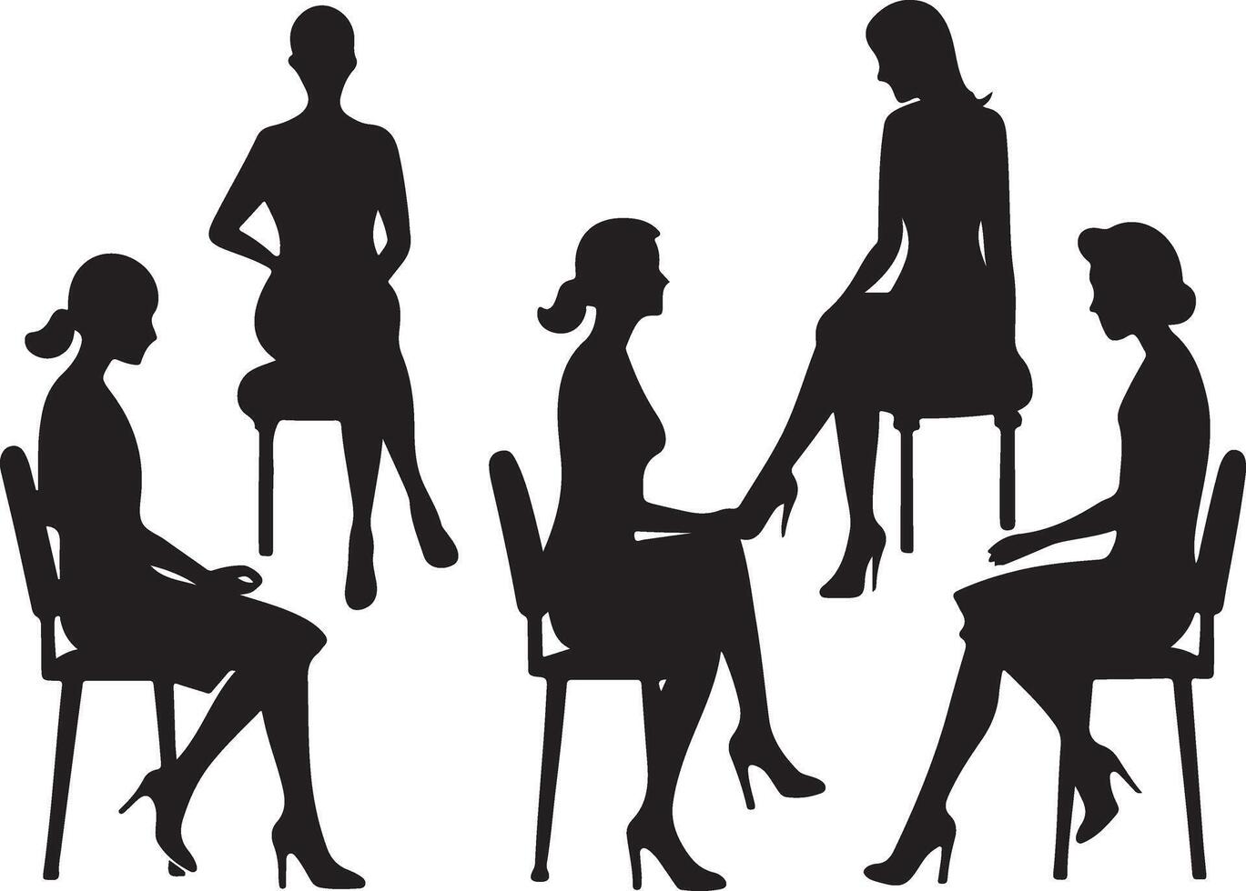 Group Discussion Silhouette Vectors - Professional Business and Social Interaction Icons