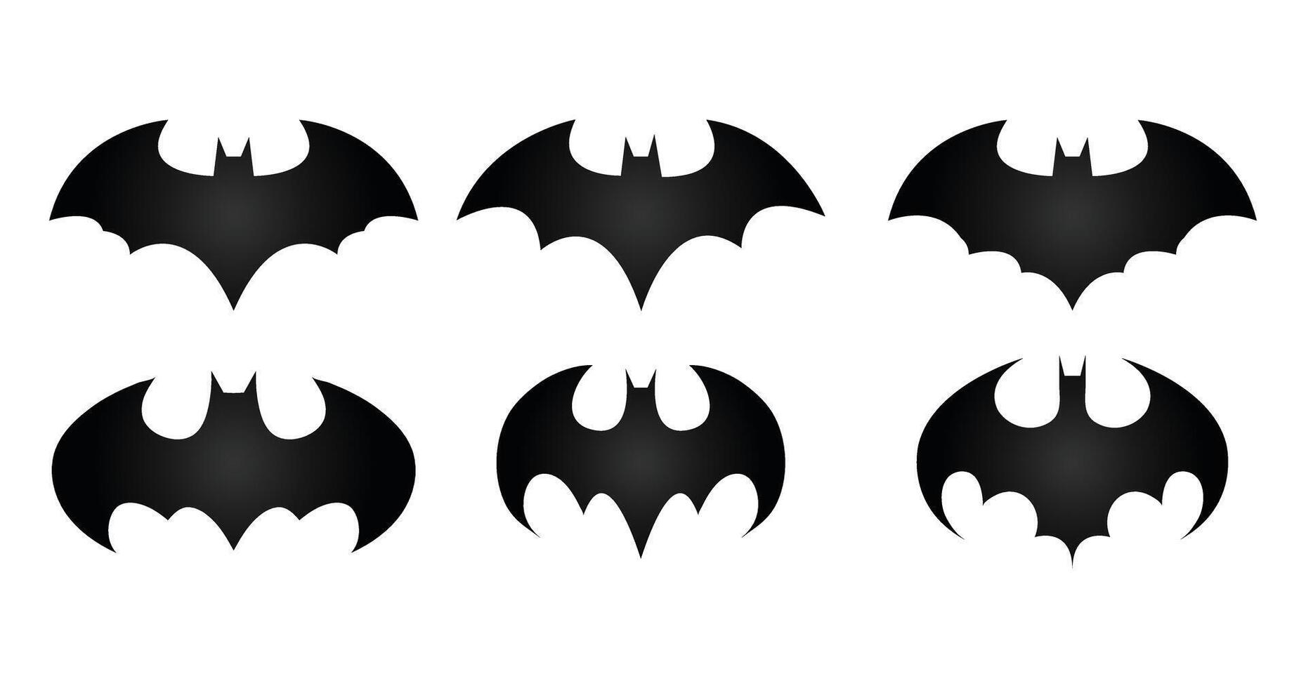 batman symbol logo , bat icon silhouette set isolated on white background vector