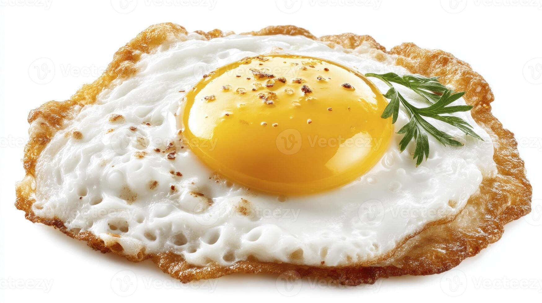 Egg With Herbs Cooked to Perfection on White Background photo
