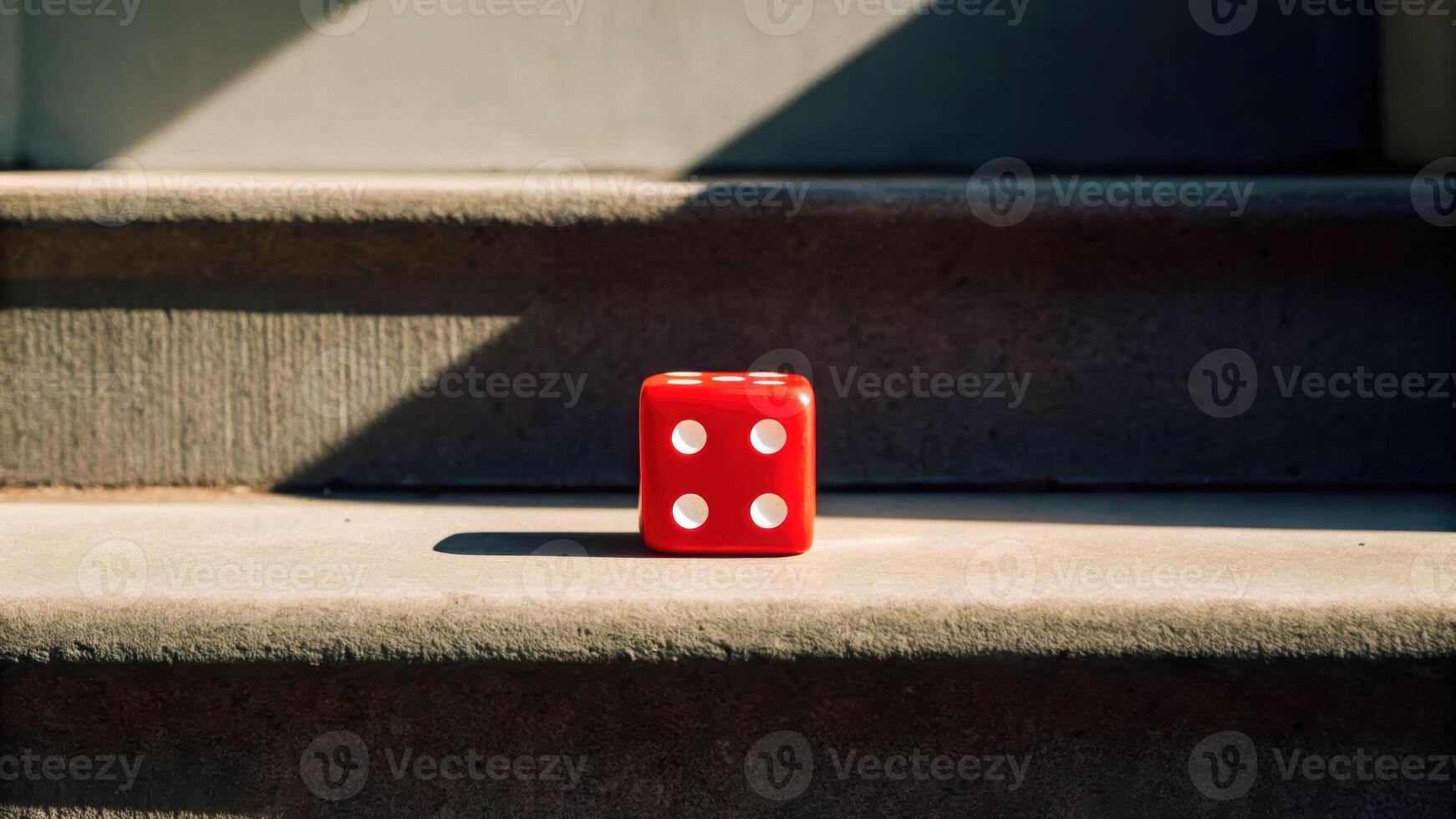 Mystery of the red die on the doorstep a dramatic concrete scene in strong shadows photo