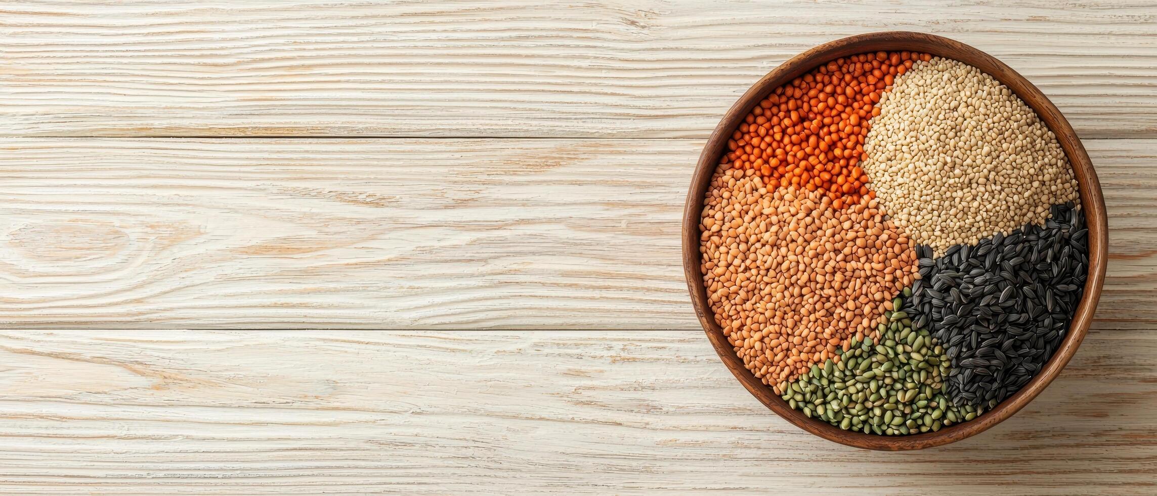 Exploring diverse lentils and grains home kitchen food photography natural light close-up shot photo
