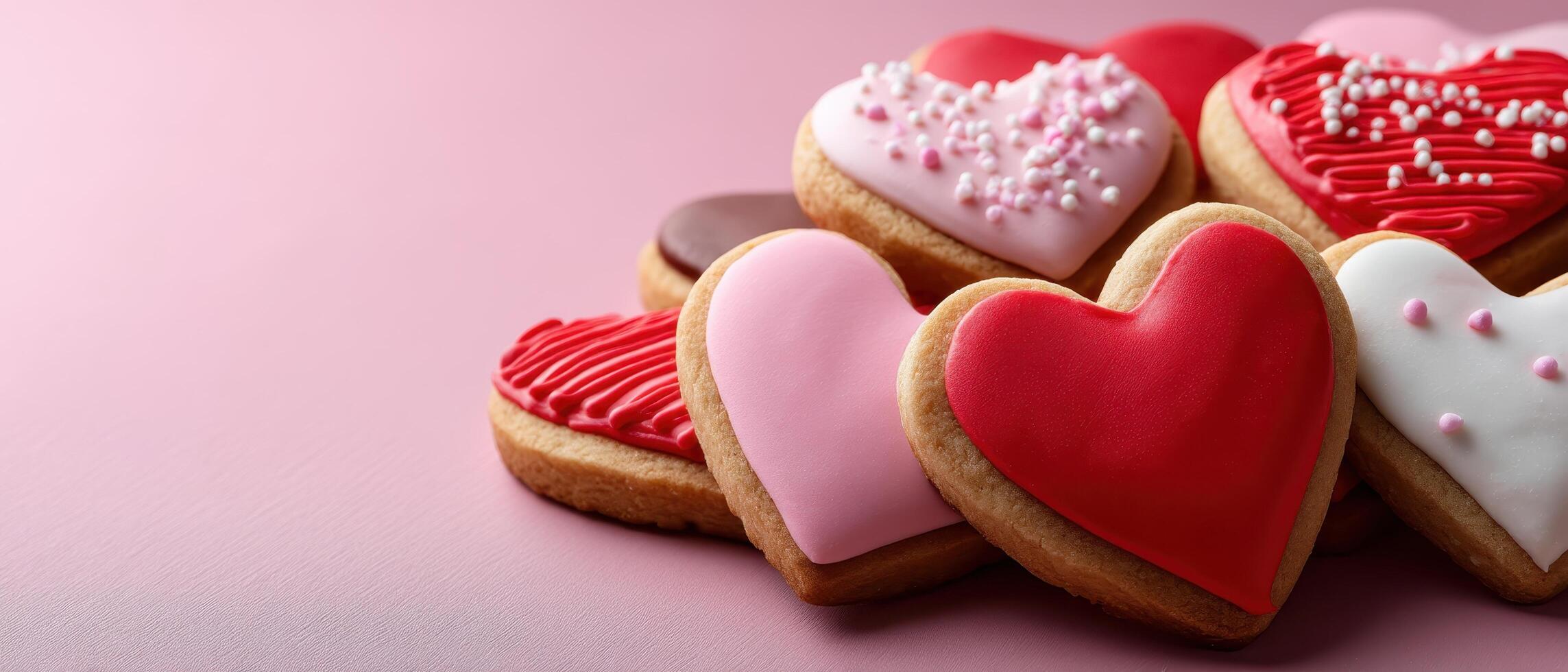 Decorative heart-shaped cookies sweet treats kitchen counter romantic vibes close-up baking delight photo