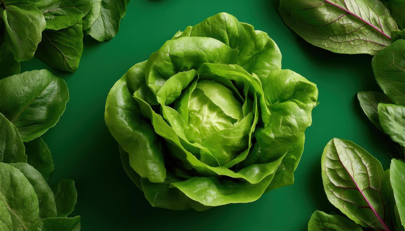 Vibrant green lettuce harvest farm field food photography natural setting top-down view fresh produce photo