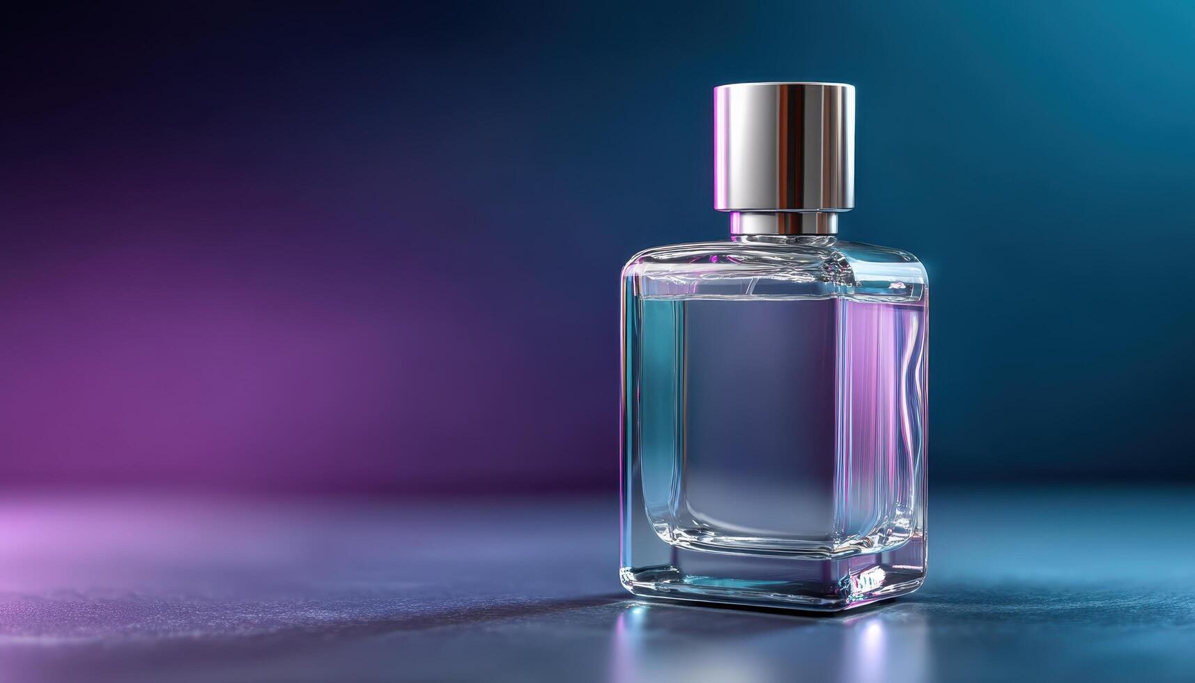Elegant fragrance bottle display colorful studio setting product photography modern viewpoint aesthetic appeal photo
