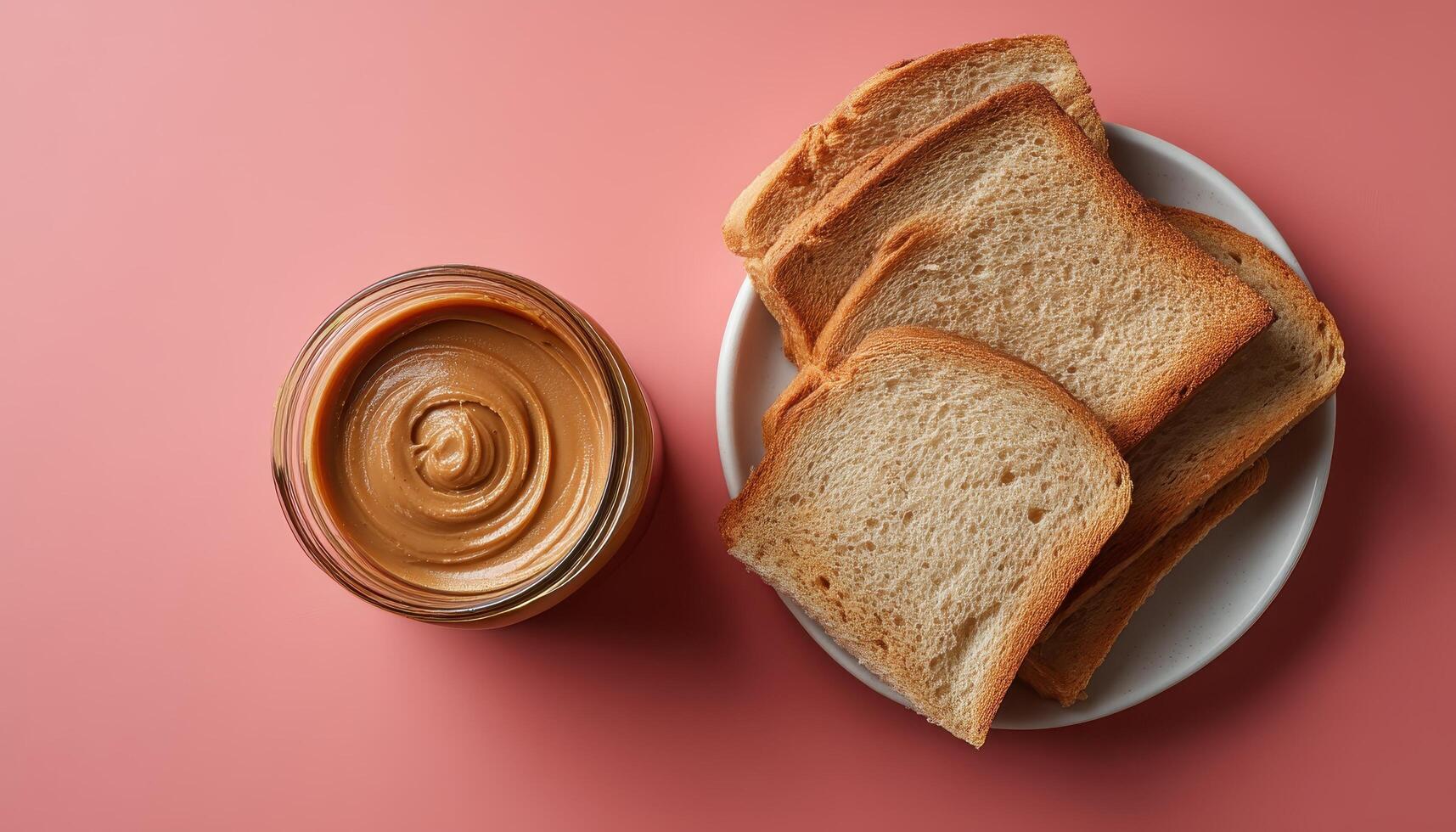 Natural peanut butter delight kitchen counter food photography cozy environment top-down view healthy snack concept photo