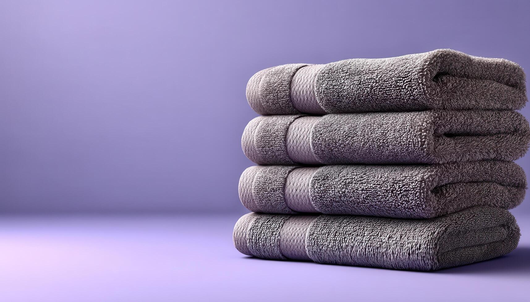 Luxurious stack of oversized spa towels minimalist bathroom low-resolution image serene environment photo