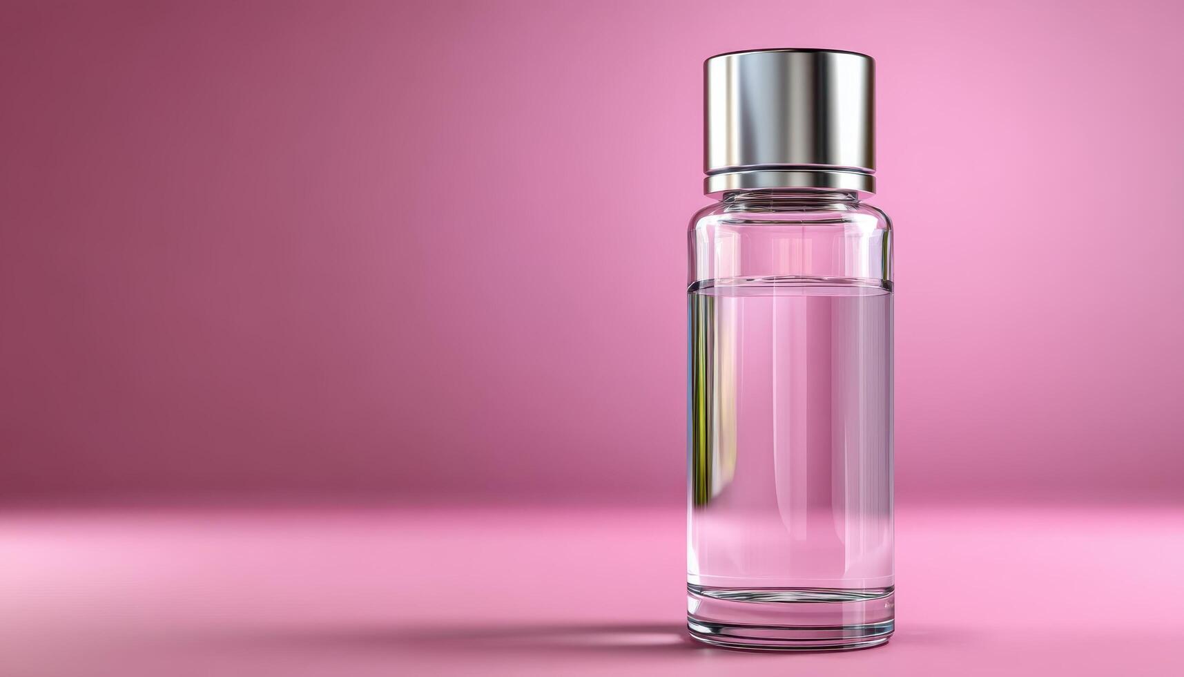 Elegantly displayed perfume bottle on soft pink background product photography aesthetic setting photo