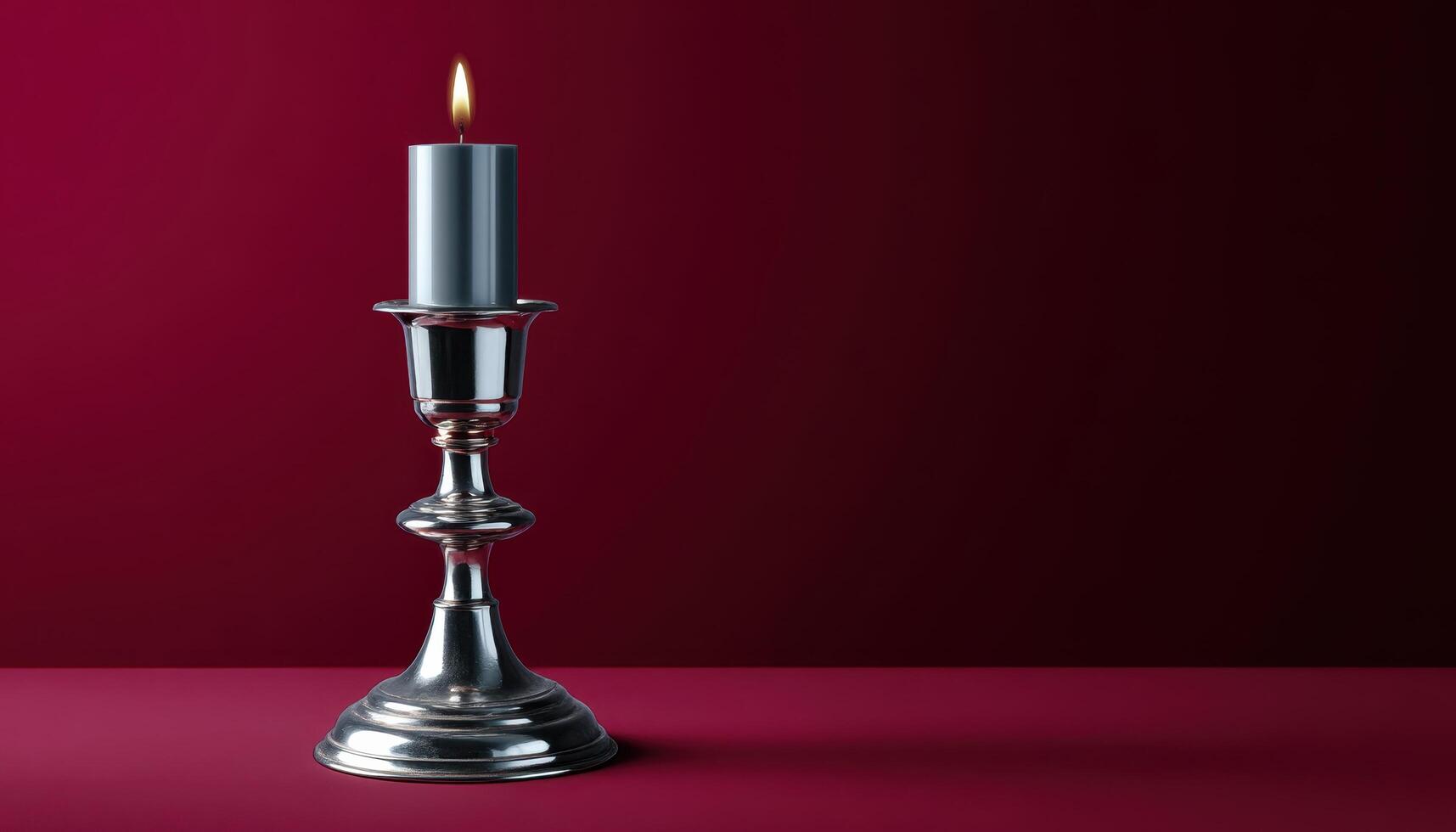 Illuminated candlestick display elegant setting photography dramatic lighting close-up view artistic concept photo