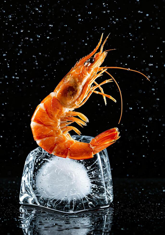 Freshly Caught Shrimp on Ice A Culinary Delight photo