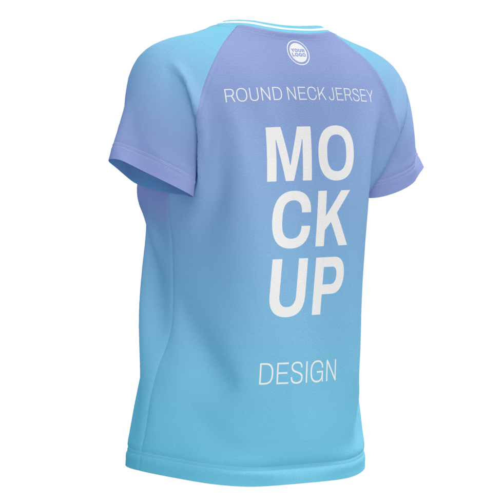Back halfside view womens raglan round neck short sleeve tshirt jersey mockup psd