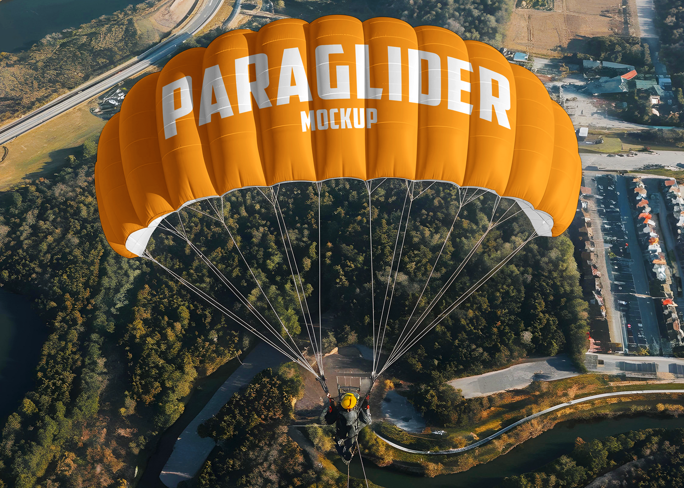 Paraglider in Sky Mockup psd
