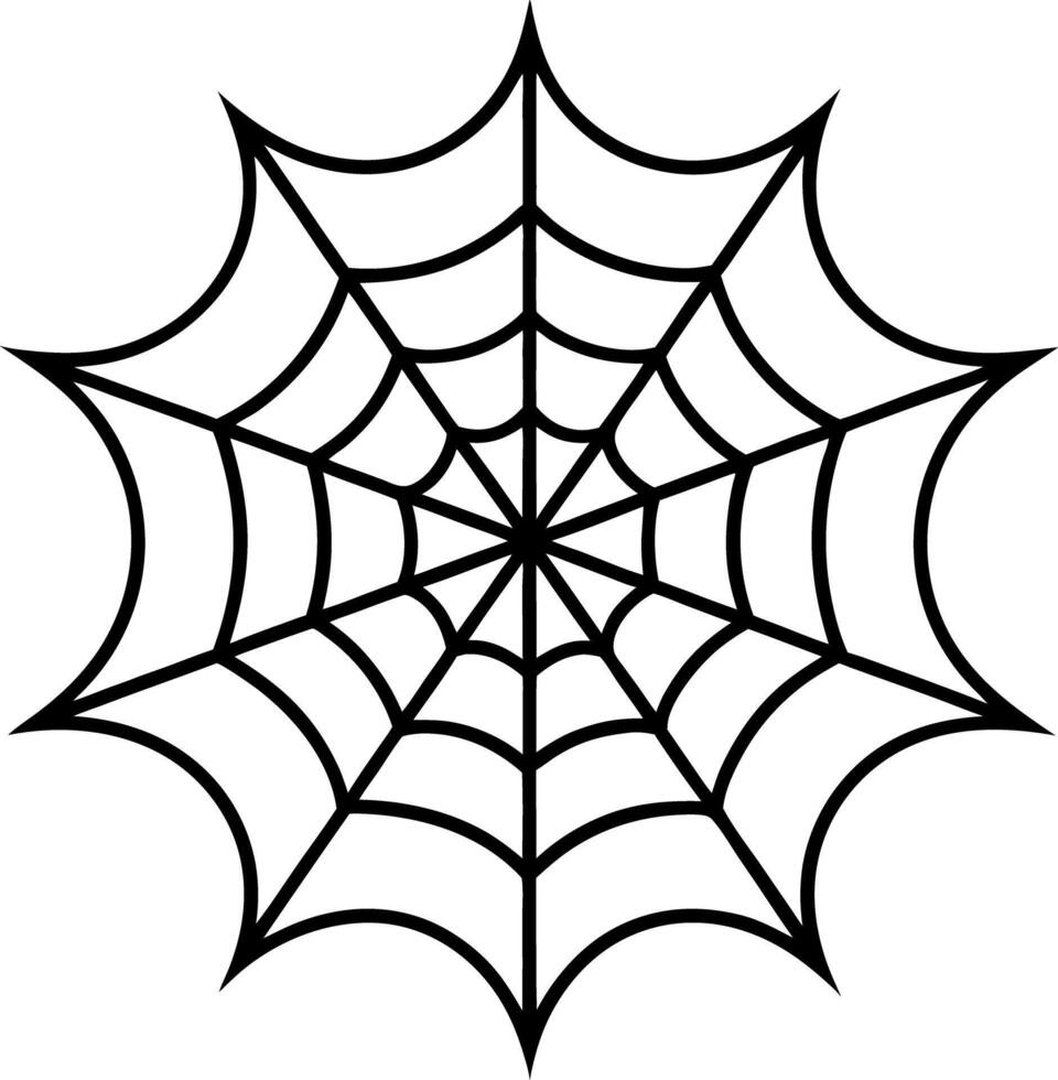 Spiderweb Silhouette Stylized Black Lines on White Background, Halloween Web Design vector
