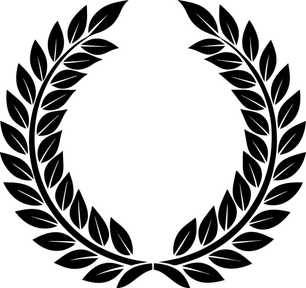 Laurel Wreath Silhouette, Black Branches and Leaves Isolated on White Background, Design Element vector