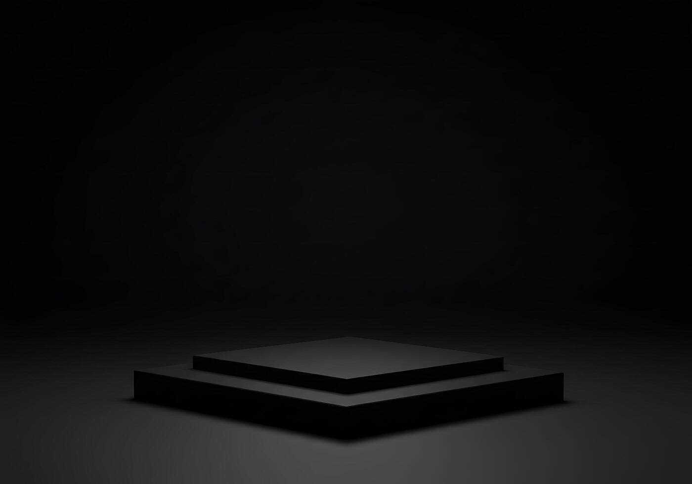 Dark Minimalist Product Display on Two-Tiered Black Platform photo