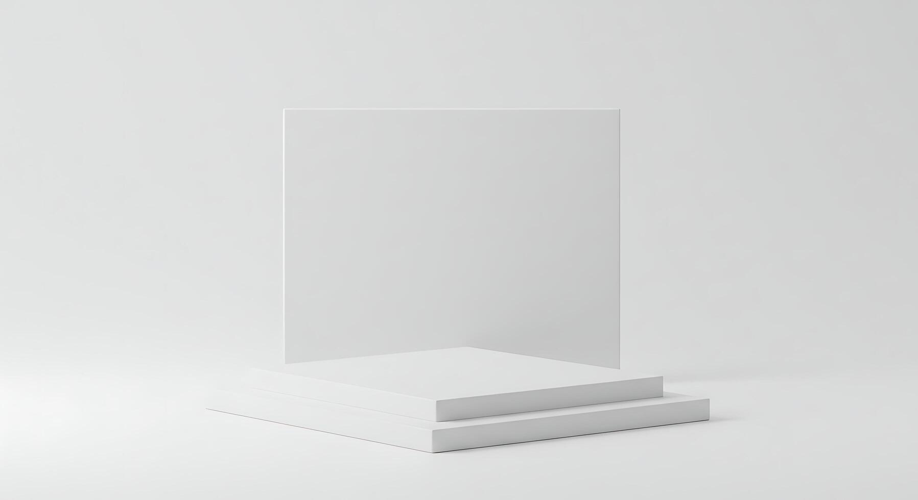 Minimalist White Product Display Stand with Backdrop on Soft Lig photo