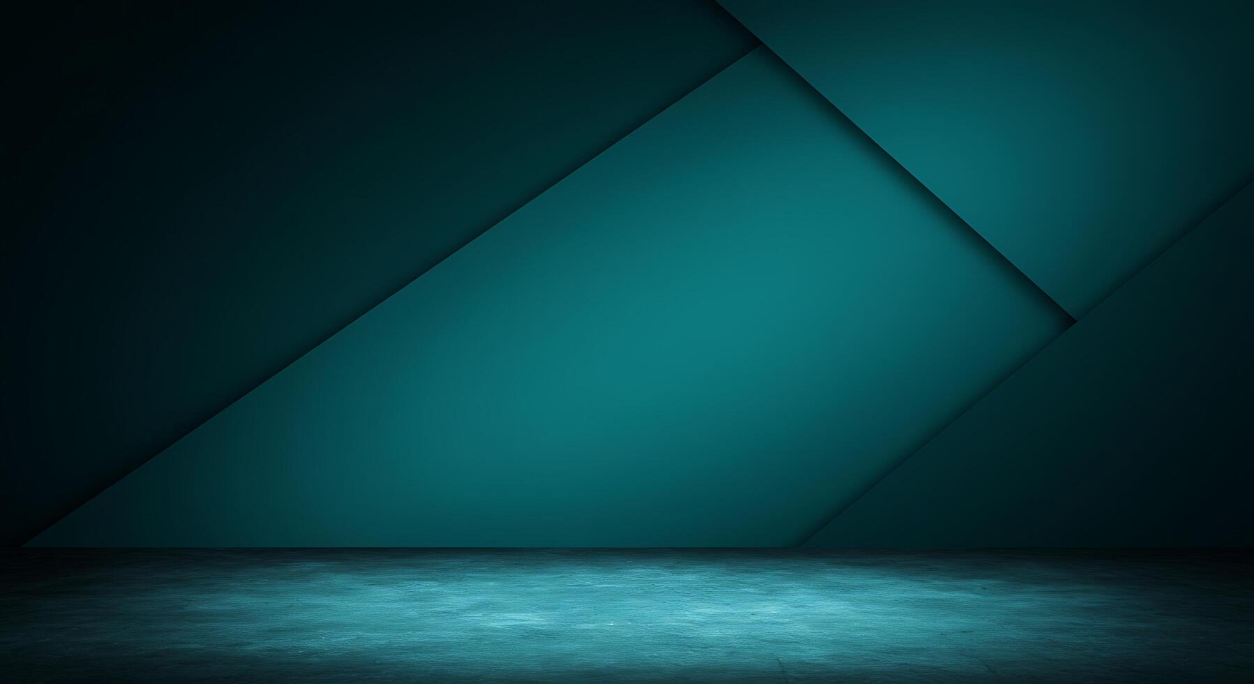 Dark Teal Geometric Studio Background with Subtle Floor Lighting photo