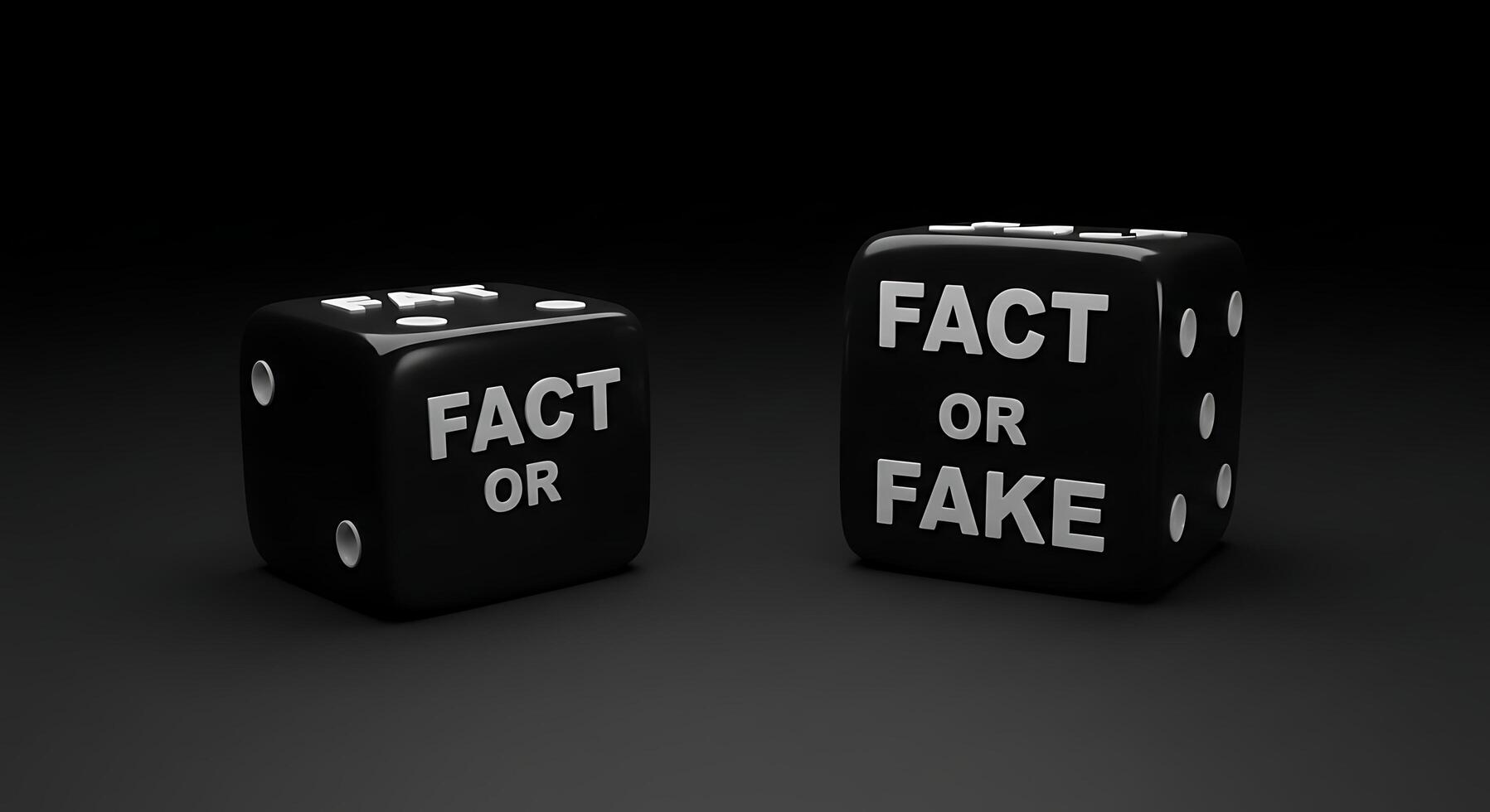 Dice with Fact or Fake on black background, representing truth photo