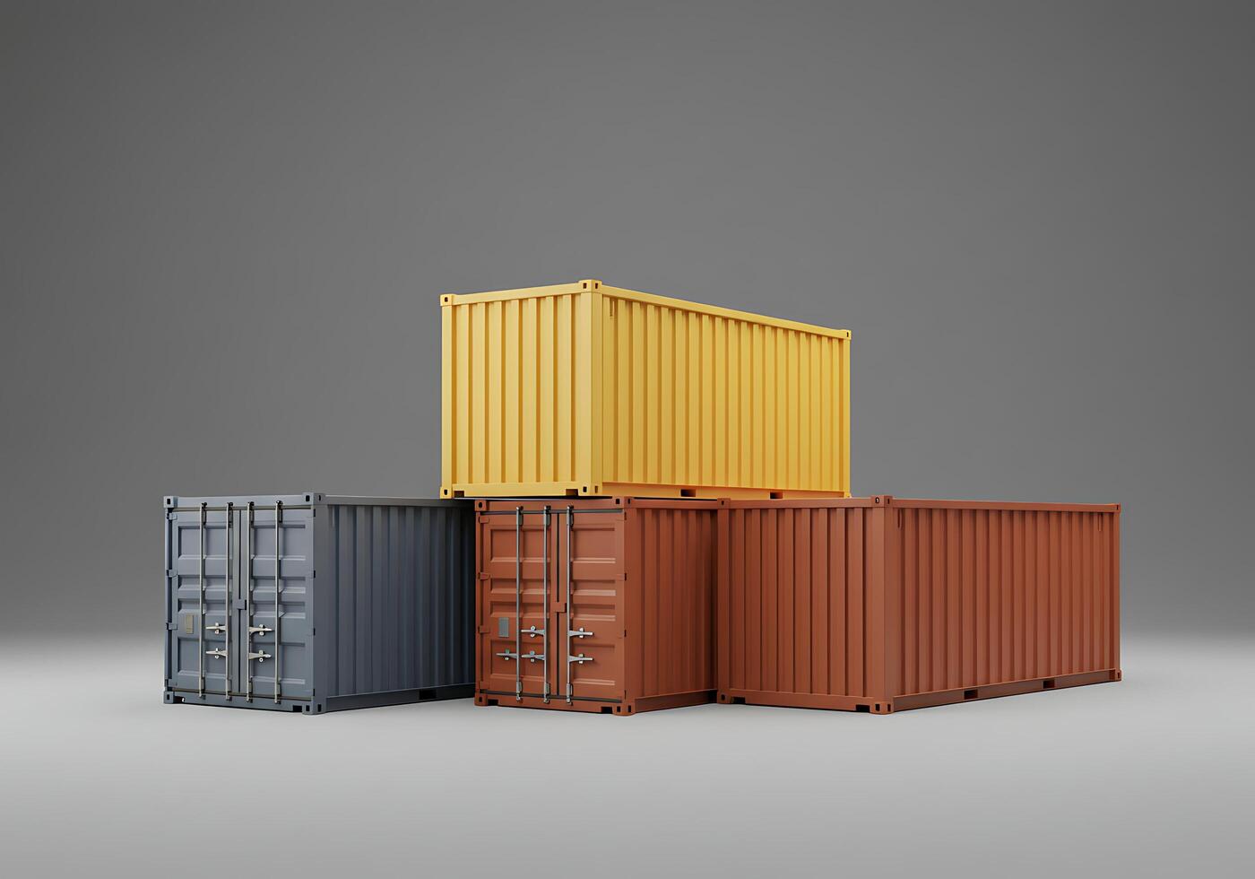 Stacked Shipping Containers in Gray Studio Yellow, Gray, and Br photo
