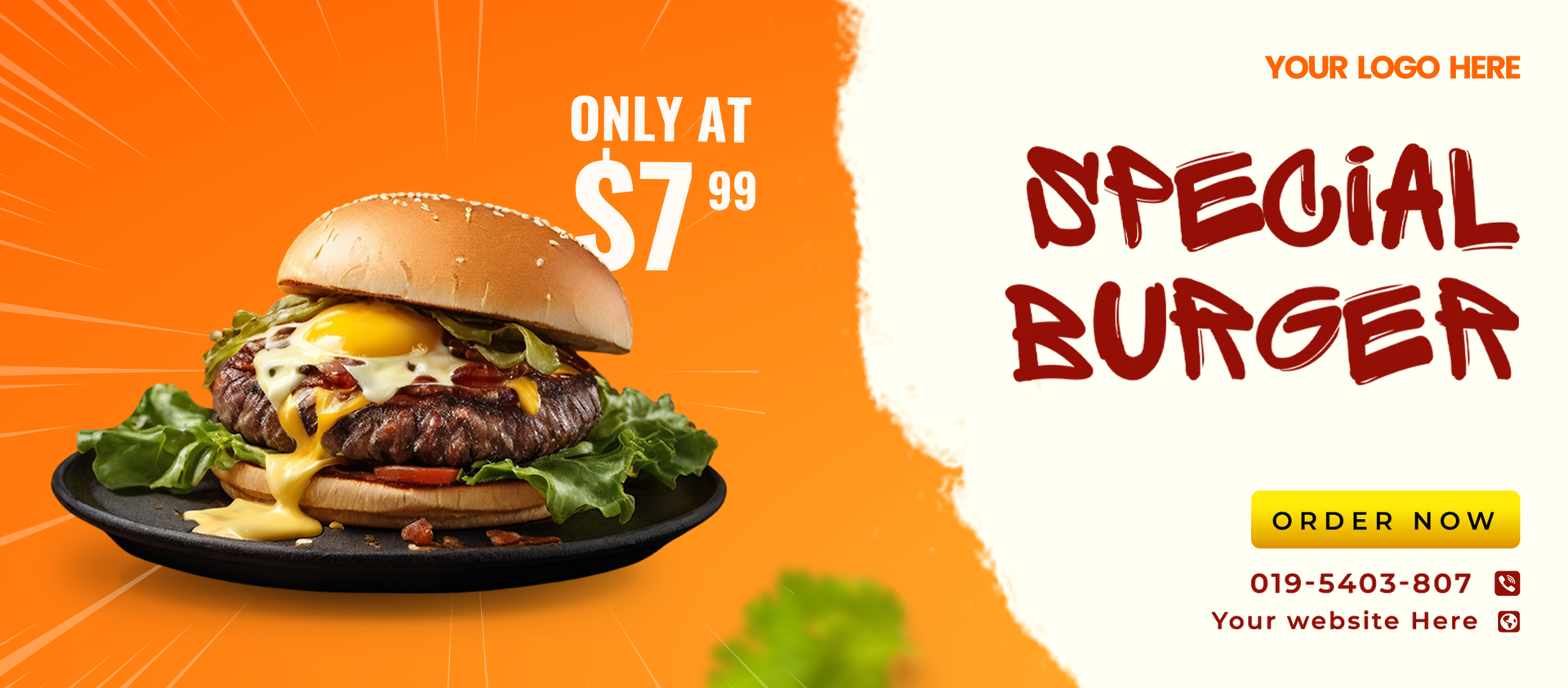 Fast Food Social Media Banner Template. Editable Layout psd