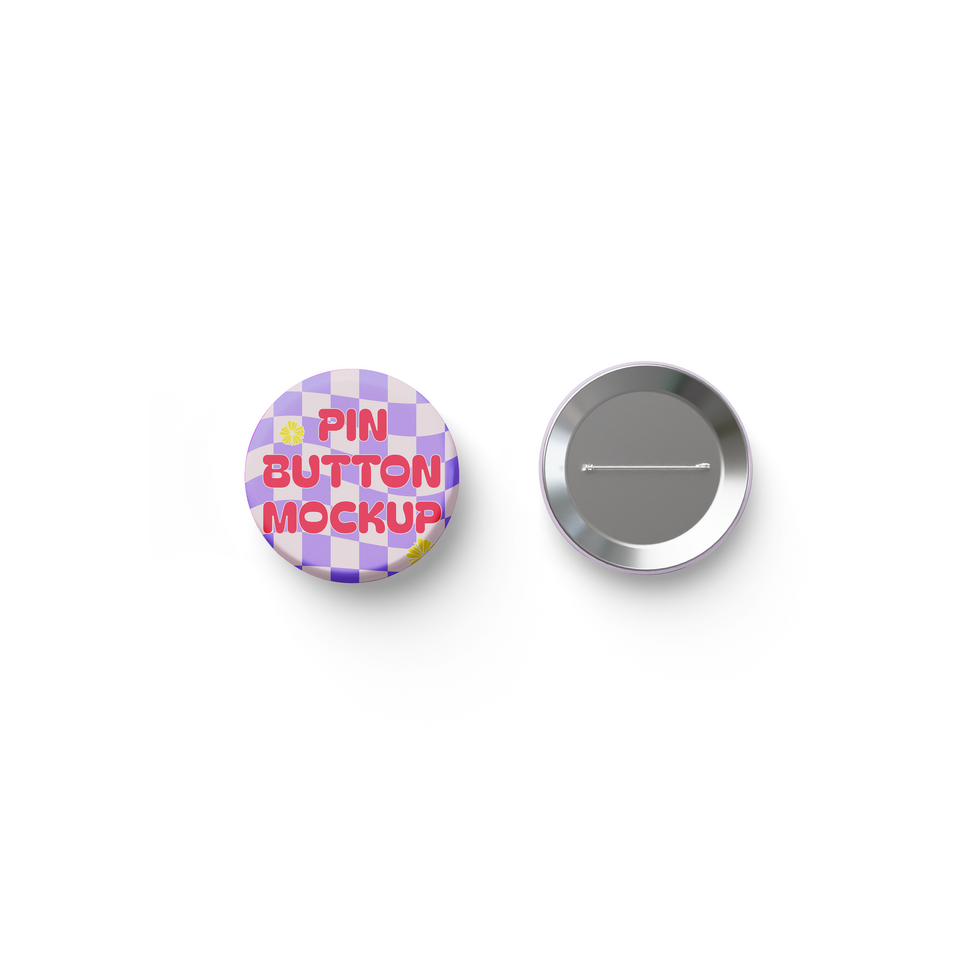 pin button mockup showing the front and back psd