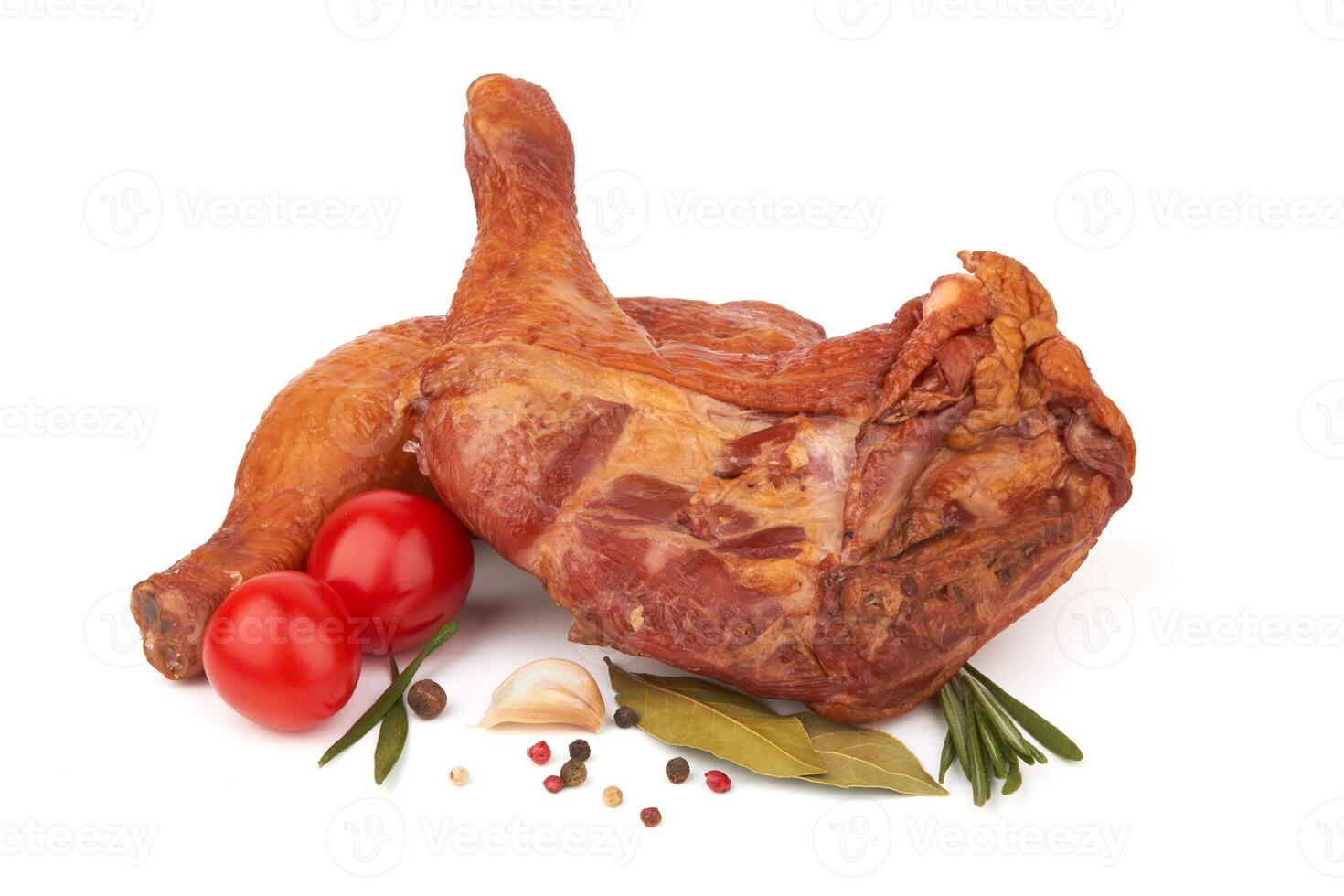 Smoked chicken thighs on a white fry photo