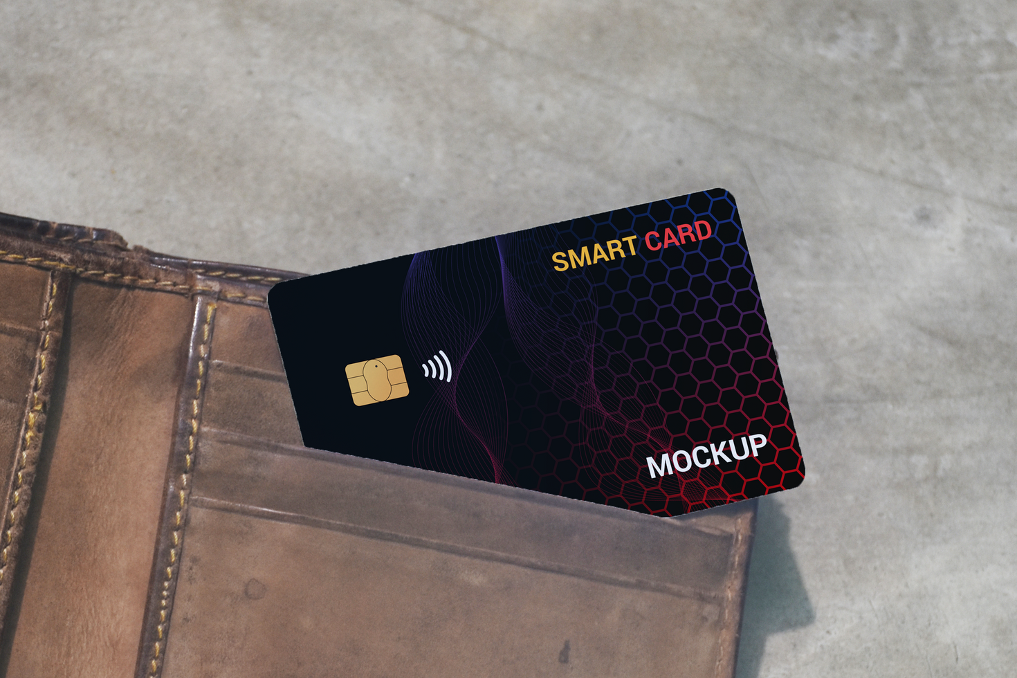Smart Card Credit Card Mockup with wallet psd