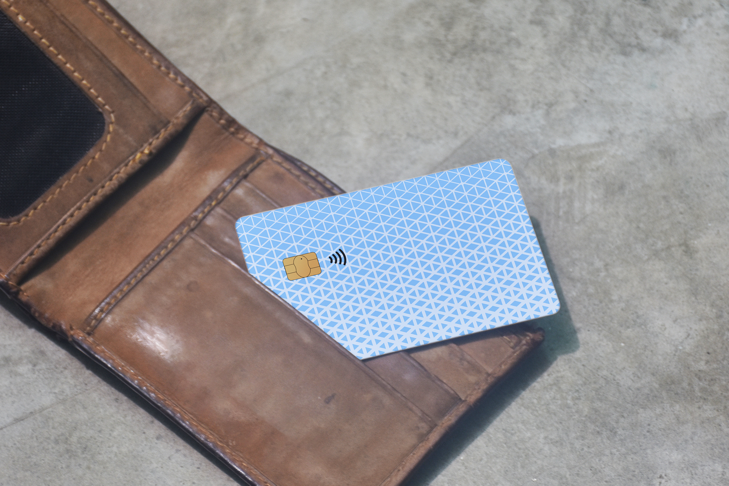 Smart Card Credit Card Mockup in wallet psd