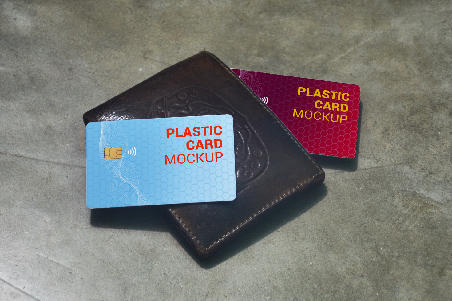 Two Plastic Card Credit Card Mockup Front and Back View psd