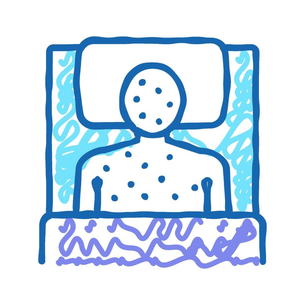 illness human with rash in bed icon doodle illustration vector