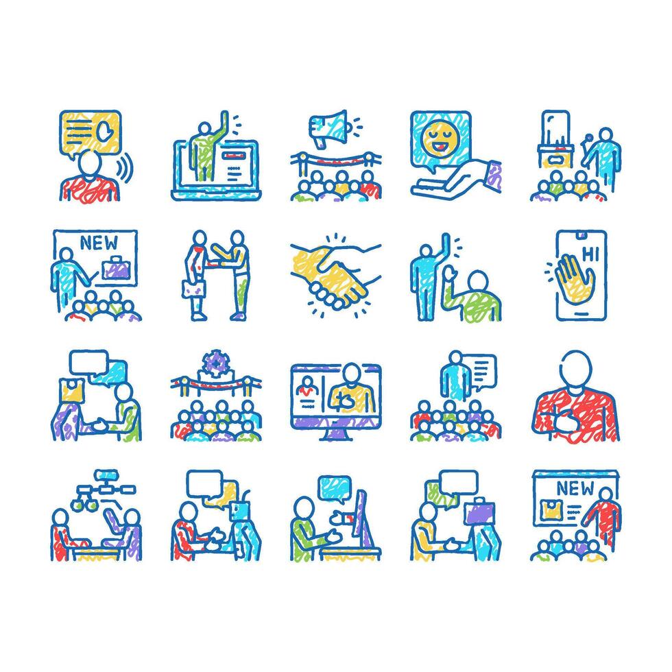 Introduction Speech set Icons hand drawn vector