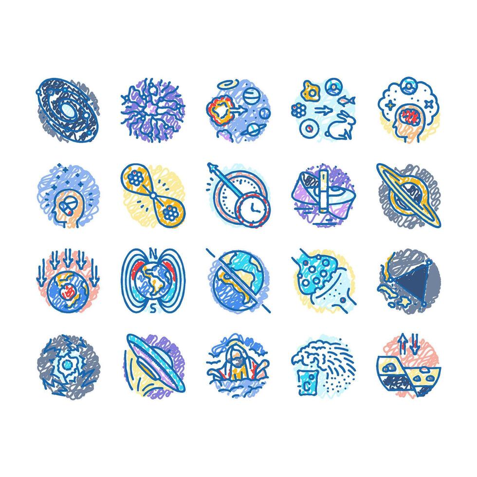 unsolved mysteries question icons hand drawn vector